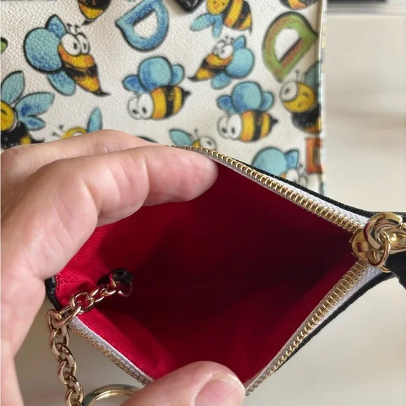 Dooney & Bourke White Bee Print Medium Tote W/Coin Purse - Picture 16 of 16